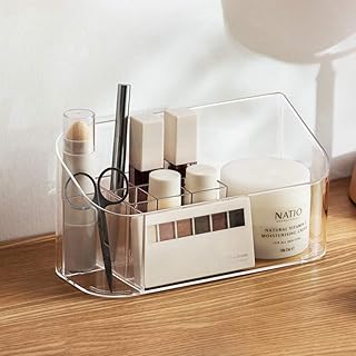 SUNFICON Makeup Tray Organizer Bathroom Cabinet Cosmetic Storage Tray Holder Countertop Vanity Makeup Display Tray Case - Image 1