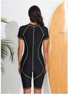 Al Aoyama One Piece Short Sleeve Quick-Dry Swimwear zip design surfing suits Elastic  - Image 2