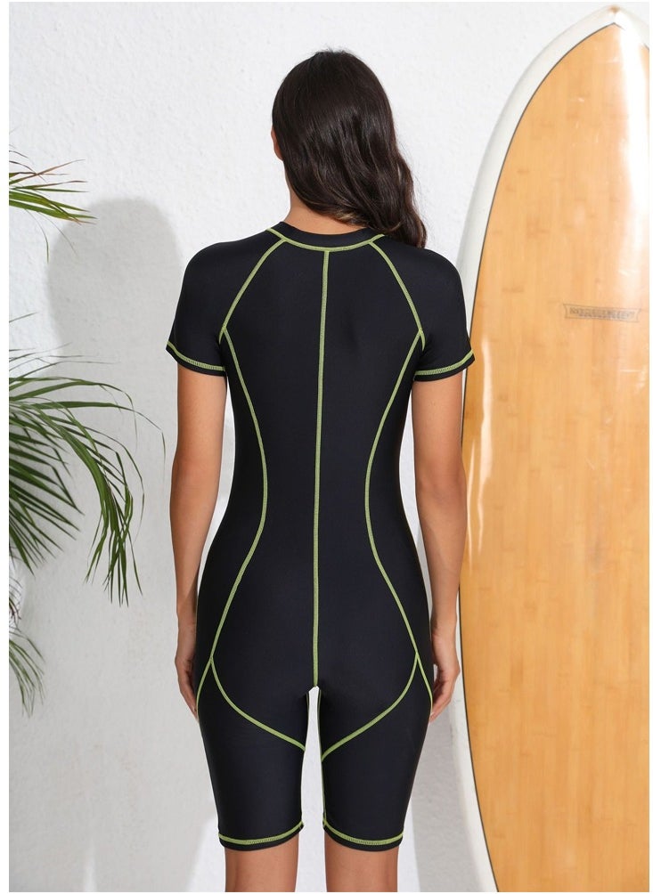 Al Aoyama One Piece Short Sleeve Quick-Dry Swimwear zip design surfing suits Elastic  - Image 2