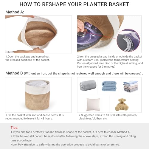 Dahey Jute Rope Plant Basket Modern Woven Storage Basket for 10.5" Indoor Planter, Decorative Flower Pots Cover Laundry Bin with Handle Rustic Home Decor, Black - Image 5