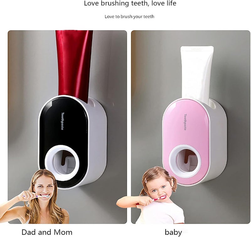 woobles Kids Toothpaste Dispenser Kit,Automatic Toothpaste Dispenser, with Holder&Cover for Bathroom Washroom, Wall Mount Toothpaste Dispenser Squeezer for Family,Touchless,Easy to Install & Clean (Black) Black - Image 2