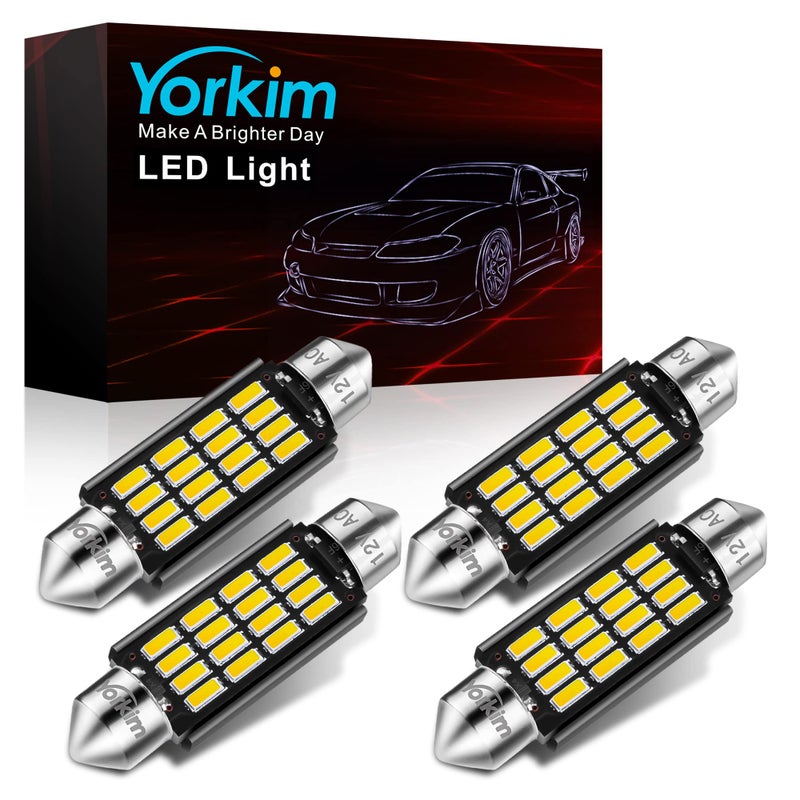 لمبة يوركيم سوبر برايت 578 LED بيضاء 41 مم 42 مم لمبة LED خالية من أخطاء كانبوس 16SMD شريحة 4014 2122 ضوء قبة ضوء خريطة 2112 لمبة LED داخلية واط 2W لمبة لومن 105LM عبوة من 4