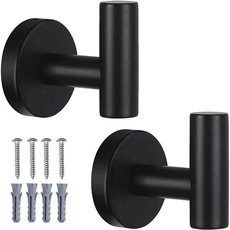 Homagic 2 Pack Bathroom Towel Hooks Wall Mount Hooks Matte Black Towel Racks Coat Hooks, Heavy Duty Robe Hook Holder for Kitchen Garage Home Hotel Office Cabinet - Image 1