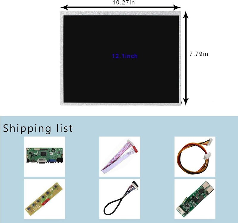 VSDISPLAY 12.1" 12.1 Inch 1024X768 Wide Viewing LCD Screen VS121T-001A with DVI VGA Audio LCD Controller Board 68676 - Image 5