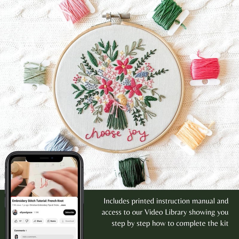 Elly and Grace Elly & Grace Christian Embroidery Kit with Embroidery Hoop, Easy Embroidery Kit for Beginners and Adults, Full Embroidery Hoop Kit with Needles and Thread Included (Choose Joy) - Image 4