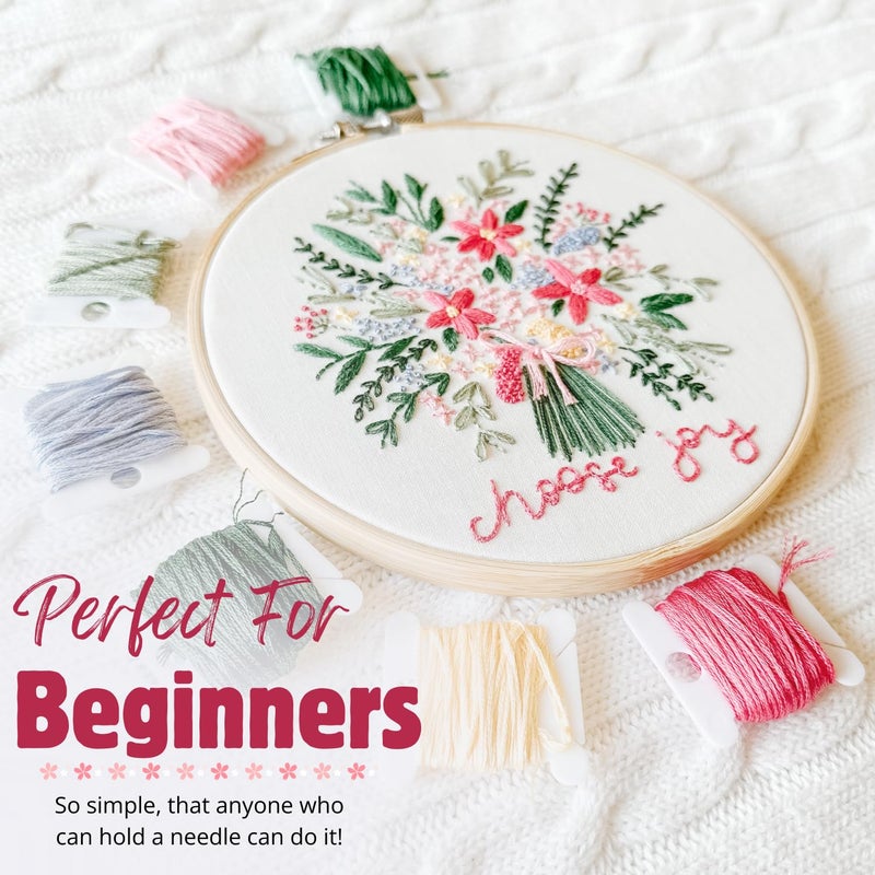 Elly and Grace Elly & Grace Christian Embroidery Kit with Embroidery Hoop, Easy Embroidery Kit for Beginners and Adults, Full Embroidery Hoop Kit with Needles and Thread Included (Choose Joy) - Image 2