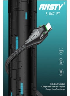 ANSTY USB Type-C to TYP-C Charging Cable, Braided Nylon, LED Indicator, Black - pzsku/ZFB2E393B6F1908D97F82Z/45/1741192222/3df22cdc-b265-4a5a-ab6e-cd62ef7aec40