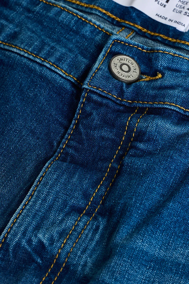 SNITCH جينز أزرق بقصة ضيقة مقاس كبير