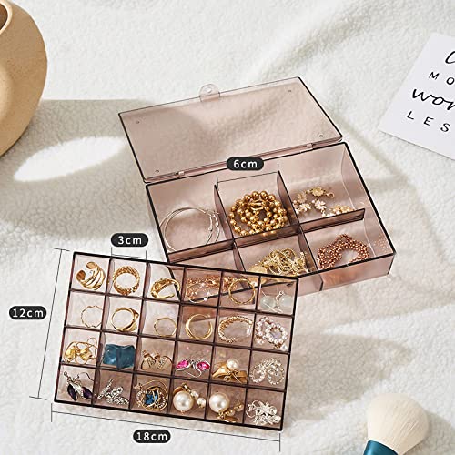 wolpin Jewellery Organiser 30 Grid Double Layer Storage Box Case | Dividers Container for Rings, Earrings, Necklace Home Organizer - Brown - Image 4