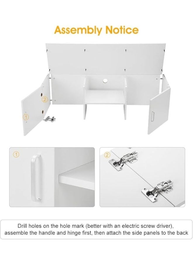 MODERN HOME Modern TV Stand with 2 Doors and Open Shelf – White Wood Storage Unit for Wide Screen TVs, 120x30x40cm  - Image 4