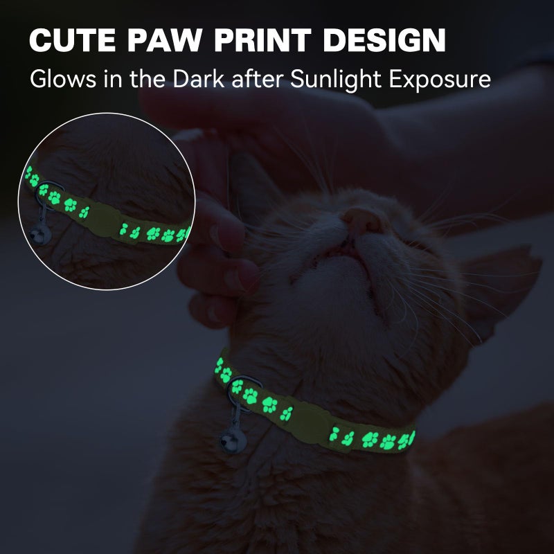 Waoduld 16 PCS Breakaway Cat Collars,Kitten Collar with Bell Cat Collars for Boy Girl Cats Breakaway Collar for Cats Glow in The Dark 6-9 Inch - Image 5