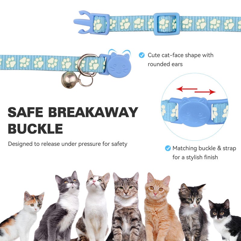 Waoduld 16 PCS Breakaway Cat Collars,Kitten Collar with Bell Cat Collars for Boy Girl Cats Breakaway Collar for Cats Glow in The Dark 6-9 Inch - Image 4