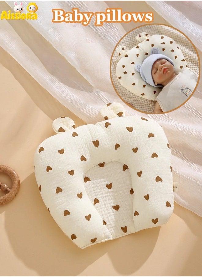 Aissiora Baby neck support pillow Baby's head shaping pillow Prevention and correction of flat heads Cotton baby pillow Suitable for newborns  - Image 1