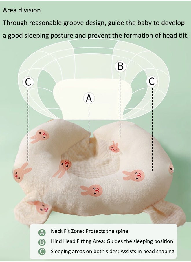 Aissiora Baby neck support pillow Baby's head shaping pillow Prevention and correction of flat heads Cotton baby pillow Suitable for newborns  - Image 4
