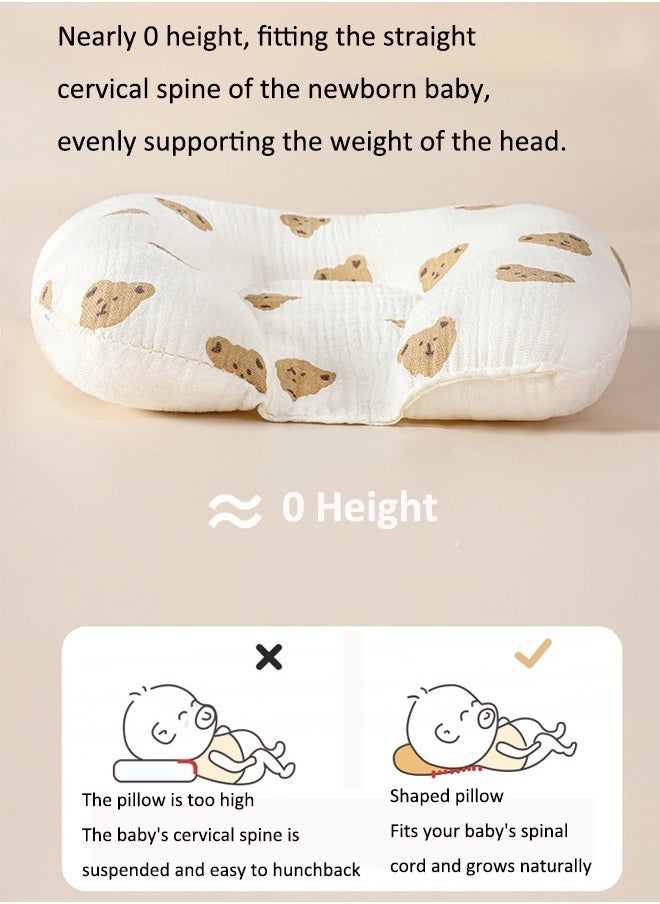 Aissiora Baby neck support pillow Baby's head shaping pillow Prevention and correction of flat heads Cotton baby pillow Suitable for newborns  - Image 5
