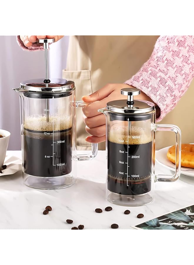 إيروريكس ماكينة تحضير القهوة الفرنسية كافيتيير 350 مل، 3 أكواب، ماكينة تحضير القهوة ذات الجدار المزدوج المقاومة للحرارة مع فلتر من الفولاذ المقاوم للصدأ على 4 مستويات، 12 أونصة - Image 4