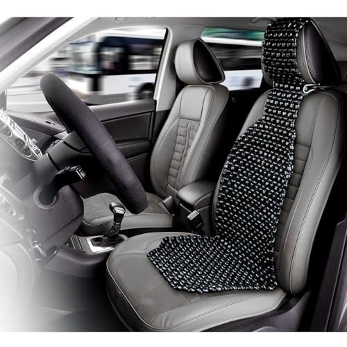 ZONETECH Wood Beaded Seat Cushion, Premium Quality, Black, Car Massaging, Double Strung, Stress Free (1 Pack) - Image 2