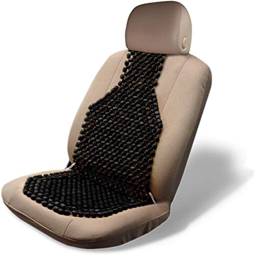 ZONETECH Wood Beaded Seat Cushion, Premium Quality, Black, Car Massaging, Double Strung, Stress Free (1 Pack) - Image 1