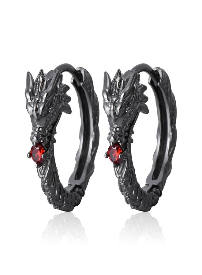 Hanreshe Dragon Hoop Earrings Black Copper Dragon Earring Men - Image 1
