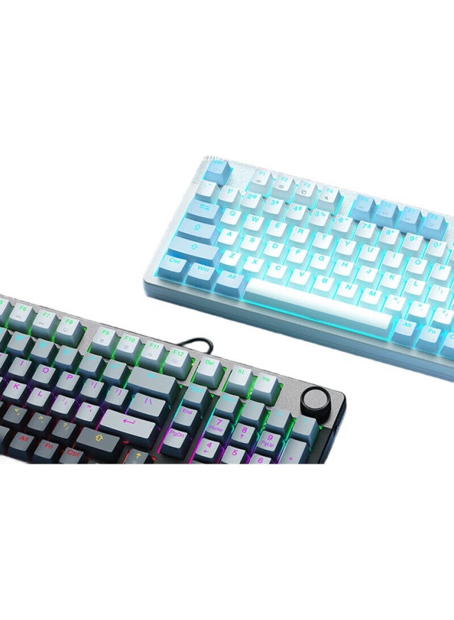 Daryo Dareu Ek815Pro Mechanical Keyboard, Wired Gaming Keyboard With 98-Key Layout, Multimedia Knob, Full Anti-Ghosting, Backlit Gradient Keycaps, Peach Blossom Beauty - Image 1