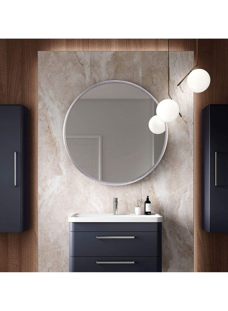 بكسل للأثاث مرآة حائط دائرية باطار معدني من الألومنيوم من بكسل الأثاث، لغرفة المعيشة والمداخل والتسريحة والحمام، اللون الفضي، 60سم - Image 5
