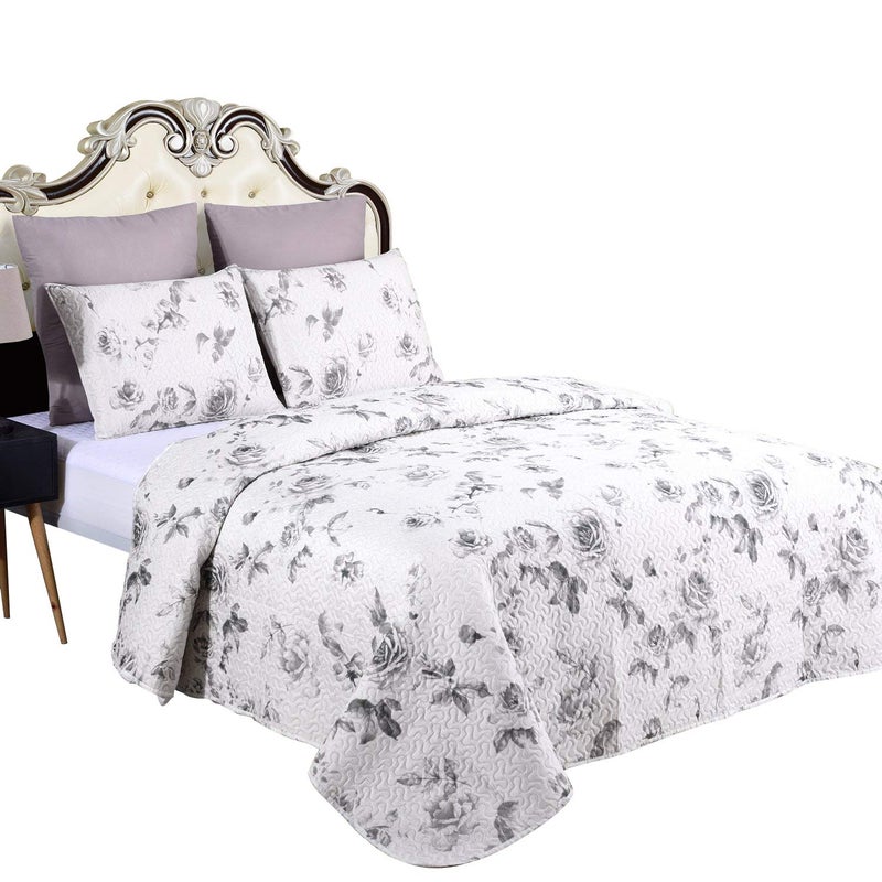 JML Quilt Set - Queen Size Quilt Sets with Shams - 3 Pieces - All Season Lightweight Soft Printed Pattern Bedding Bedspread Coverlet Set - Image 1