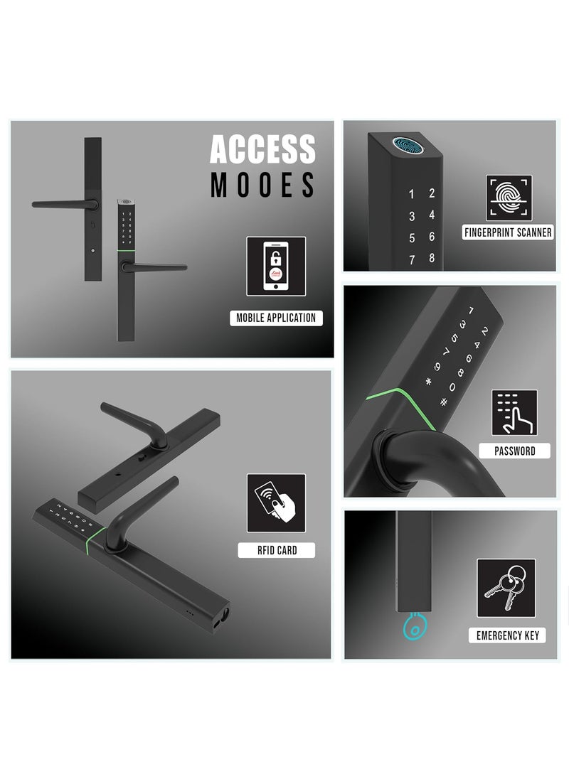 Link Link Smart Slimtron Digital Biometric Door Lock for Aluminium Frame Doors WiFi Mobile App Black 300 Access Options Remote Unlocking Free Installation and 4 Year Domestic Warranty  - Image 3