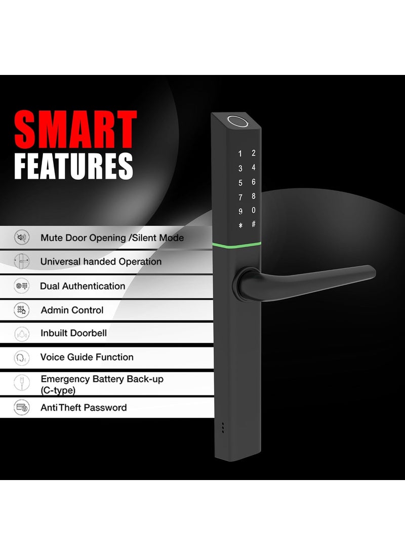Link Link Smart Slimtron Digital Biometric Door Lock for Aluminium Frame Doors WiFi Mobile App Black 300 Access Options Remote Unlocking Free Installation and 4 Year Domestic Warranty  - Image 4