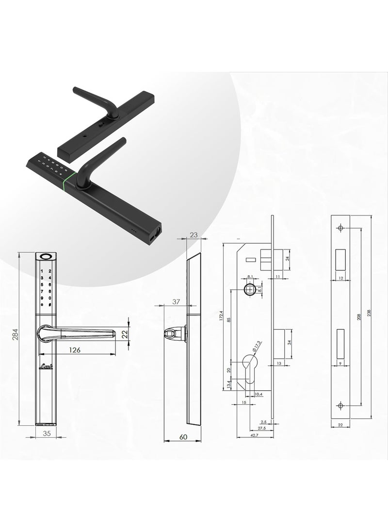 Link Link Smart Slimtron Digital Biometric Door Lock for Aluminium Frame Doors WiFi Mobile App Black 300 Access Options Remote Unlocking Free Installation and 4 Year Domestic Warranty  - Image 5