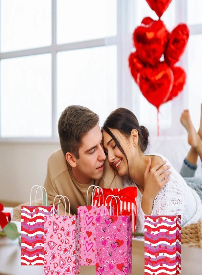 W WINTMING مجموعة هدايا عيد الحب الشتوية W WINTMING، 16 قطعة، أكياس ورقية على شكل قلب مع مقابض، أكياس هدايا لحفلات عيد الحب والذكرى السنوية، أكياس تغليف هدايا للمناسبات - Image 5