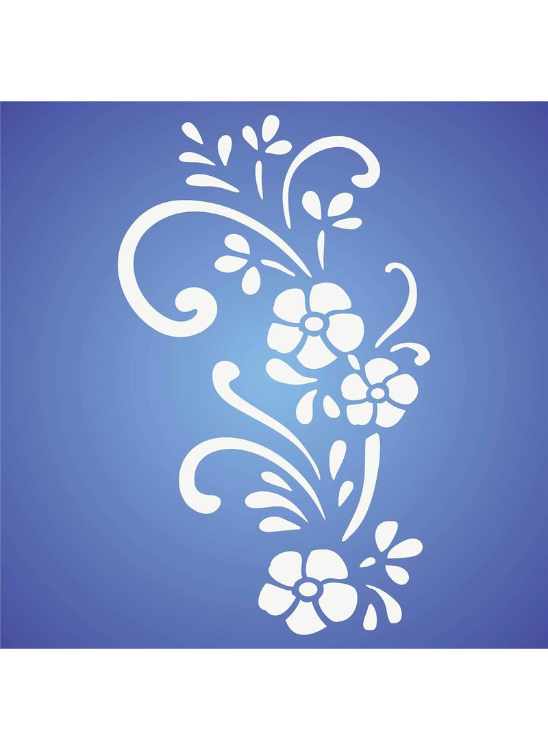 Usnyabni - Swirly Flowers Stencil, 6 x 10 inch (L) - Classic Floral Flower Border Stencils for Painting Template - Image 1