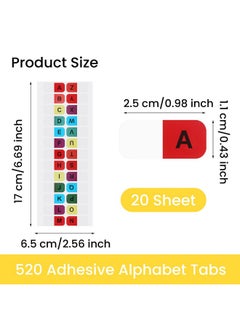 NEWEST 520 Pieces Colored Alphabetical Tab Indexes 20 Sheets Self Adhesive Az Alphabet Index Tabs Dividers Waterproof Page Markers Alphabetical File Tabs For Binders Notebook Book Folder  - Image 3