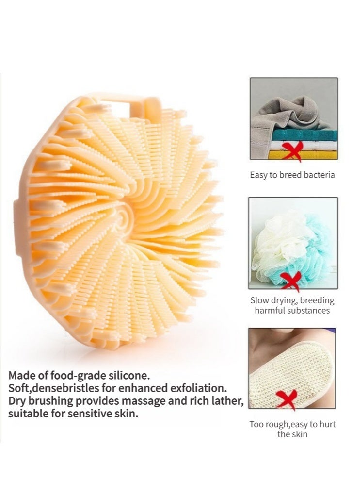 2PCS Silicone Bath Brush, Body Scrub Brush, Lathers Quickly, Gently Exfoliates, Suitable For All Skin Types (Black And Orange) - Image 5