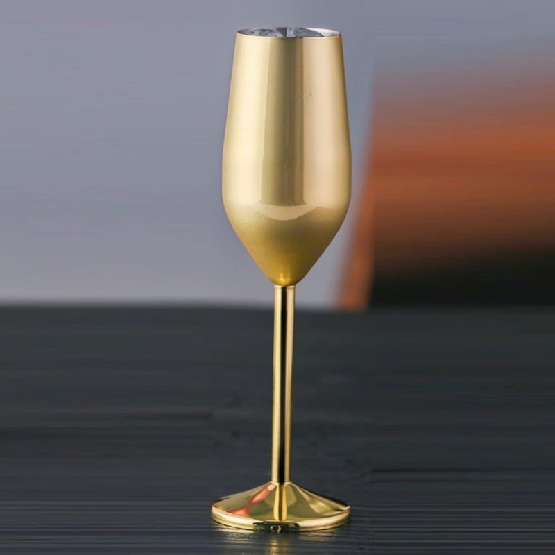 Zerodis Stainless Steel Wine Glass, Unbreakable Wineglasses Goblet with Stable Base Metal Wine Liqueur Cup for Party Wedding Banquet Travel Camping Pool (Gold Color 260ml) - Image 3