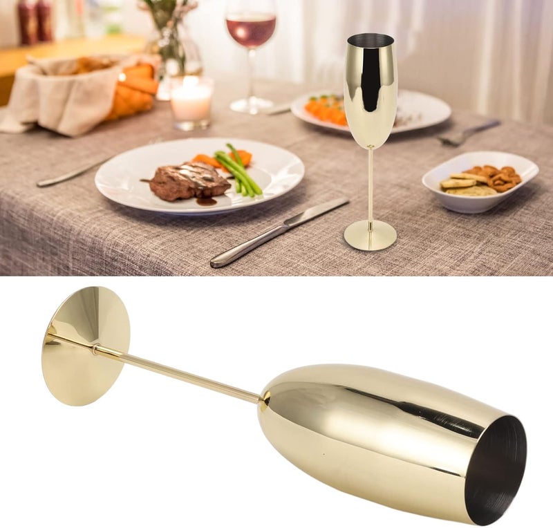 Zerodis Stainless Steel Wine Glass, Unbreakable Wineglasses Goblet with Stable Base Metal Wine Liqueur Cup for Party Wedding Banquet Travel Camping Pool (Gold Color 260ml) - Image 4