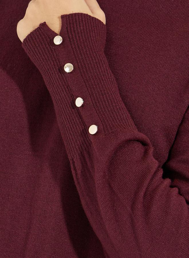 ستايلي سويتر بقصة سليم فت وياقة دائرية مع اكمام وازرار - Image 4