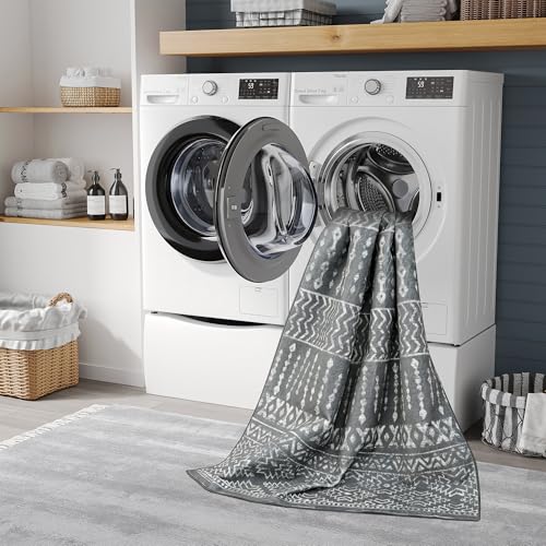 Art&Tuft Area Rug 5x7, Super Soft Ultra-Thin Moroccan Washable Rug, Anti-Slip Backing Rugs for Living Room, Foldable Geometric Machine Washable Area Rug(5'x7', Grey) - Image 5