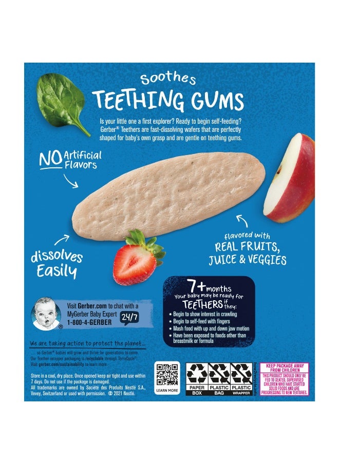 Gerber Gerber, Snacks for Baby, Teethers, Gentle Teething Wafers, 7+ Months, Strawberry Apple Spinach, 12 Individually Wrapped 2-Packs, 2 Wafers Each  - Image 3