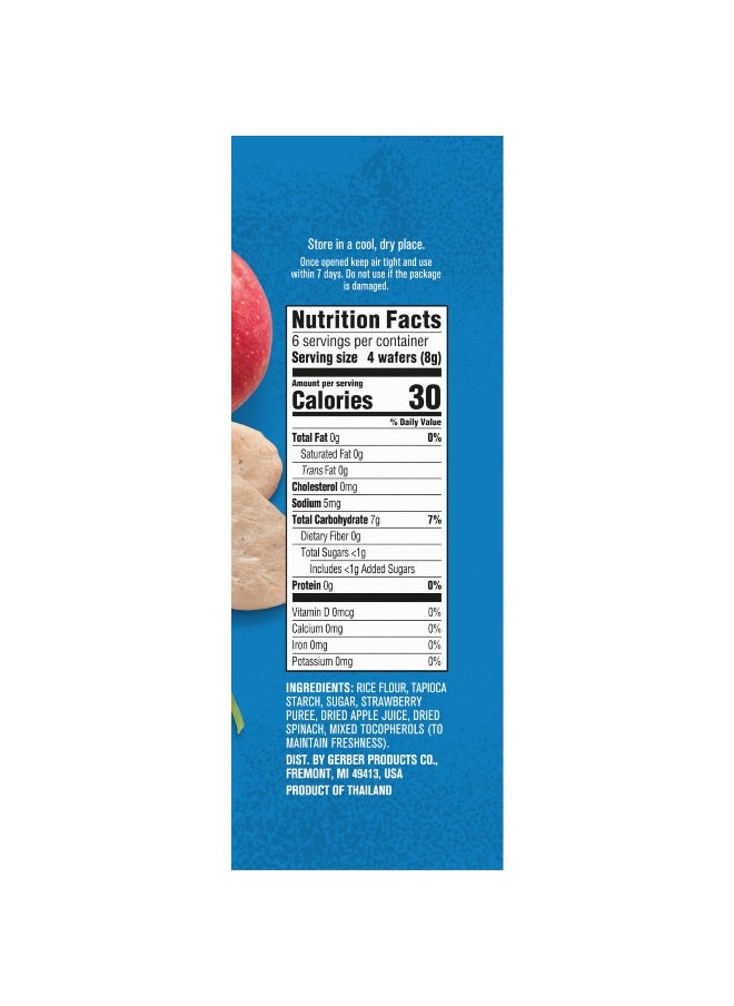 Gerber Gerber, Snacks for Baby, Teethers, Gentle Teething Wafers, 7+ Months, Strawberry Apple Spinach, 12 Individually Wrapped 2-Packs, 2 Wafers Each  - Image 2