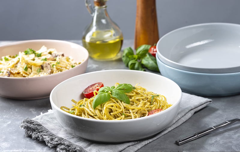 KooK Pasta Bowl  Salad Bowls  Bowls  Serving Bowls  Soup  Ceramic  Large Capacity  Microwave & Dishwasher Safe  Set of 4  40 Oz  (White) - Image 4