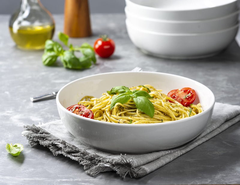 KooK Pasta Bowl  Salad Bowls  Bowls  Serving Bowls  Soup  Ceramic  Large Capacity  Microwave & Dishwasher Safe  Set of 4  40 Oz  (White) - Image 3