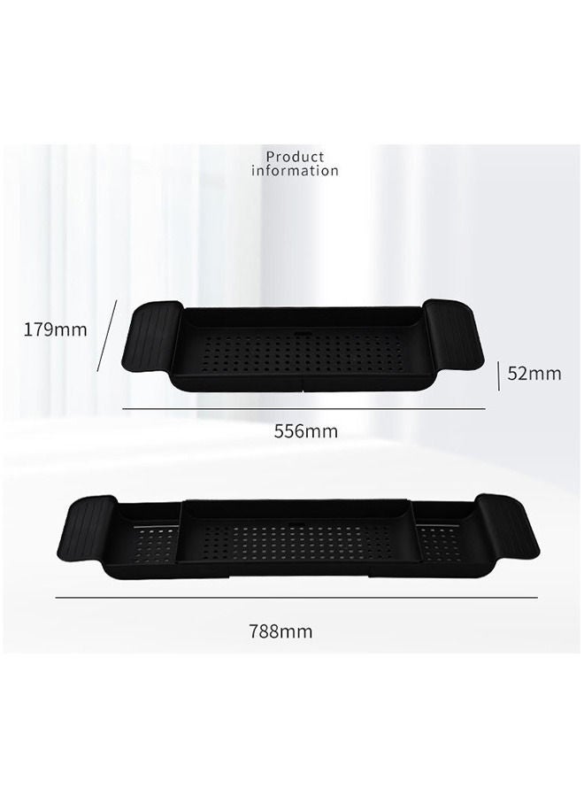Expandable Non-slip Bath Caddy Bathtub Tray (black)