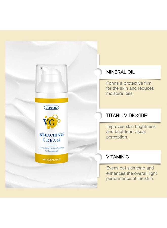 Viareline VC Bleaching Cream -  Skin Lightening For Body Intimate Areas, Skin Whitening Cream Dark Spot Remover, Private Parts, Underarm, Knees, Elbows, Inner Thigh, Bikini Area, Whitening Cream Dark Spot Remover For Intimate Areas 50G - Image 2