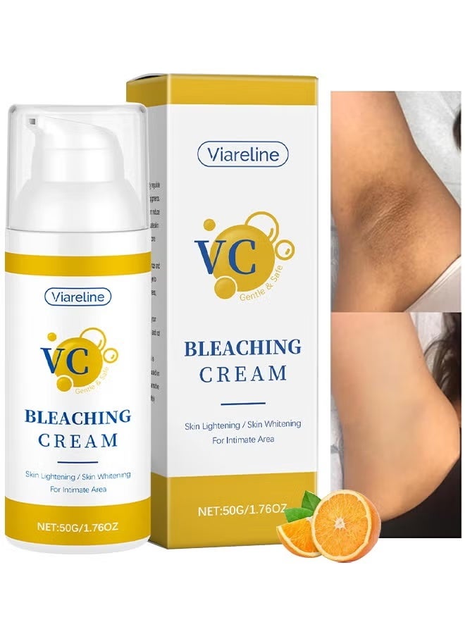 Viareline VC Bleaching Cream -  Skin Lightening For Body Intimate Areas, Skin Whitening Cream Dark Spot Remover, Private Parts, Underarm, Knees, Elbows, Inner Thigh, Bikini Area, Whitening Cream Dark Spot Remover For Intimate Areas 50G - Image 1