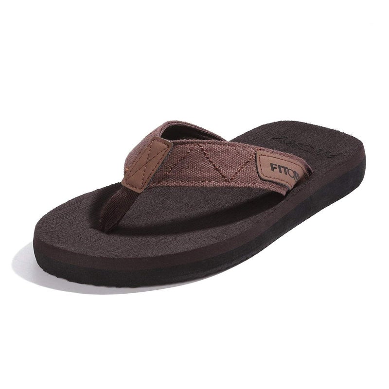FITORY Mens FlipFlops Thongs Sandals Comfort Slippers for Beach Brown Size 11