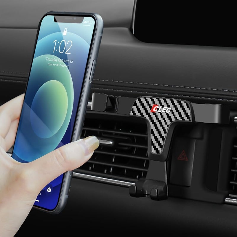 BEERTE Phone Holder fit for Mazda CX-5 2017 2018 2019 2020 2021,Adjustable Air Vent,Car Dashboard Cell Phone Mount,Carbon Fiber Pattern Phone Mount fit for Any inches iPhone Samsung Smartphone - Image 2