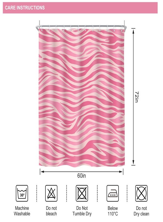 Riyidecor Pink Print Shower Curtain Girls Retro Hot Pink Girly Animal Cute Modern Abstract Vintage Tiger Zebra Print Women 60Wx72H Inch Fabric Decor Bathroom Polyester Waterproof 12 Pack Hooks - Image 4