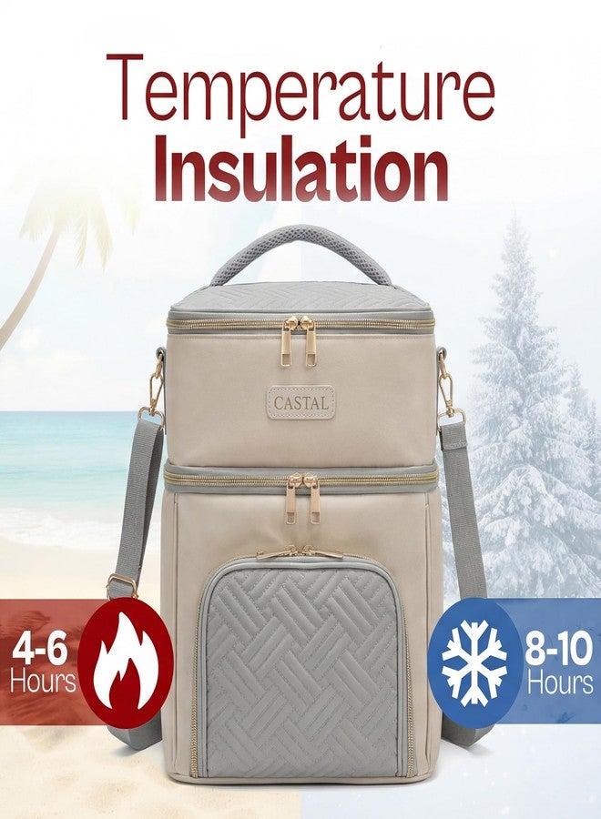 Castal Breast Pump Bag Spectra S1 S2–Insulated Spectra Pump Bag, Breastmilk Cooler Bag with Ice Pack–Leak-Proof Double Layer Breast Pump Travel Bag (Beige) - Image 4