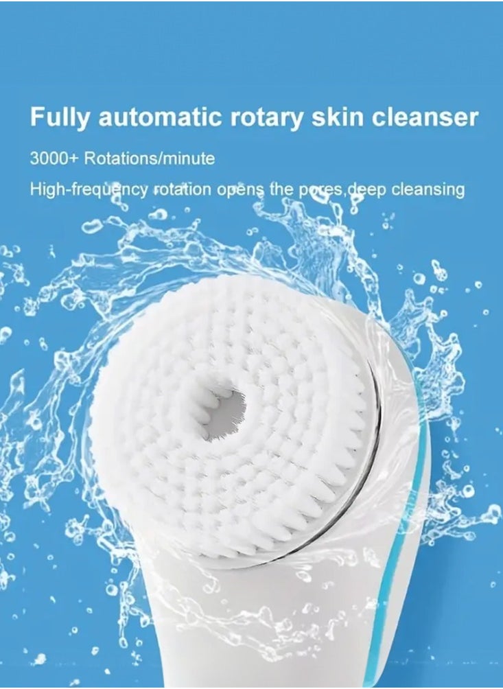 Denx - Electric Shower Body Brush, 5 in 1 Back Brush Long Handle for Shower Brush, Used for Body Cleaning Exfoliating Massage, Body Scrubber with Rotating Brush Heads - Blue - Image 1