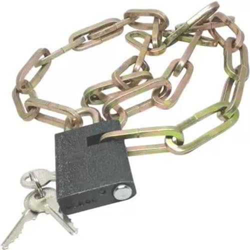 PANCIKAA Steel Padlock with 1ft Long Chain | Anti-Theft Lock for Gate, Fence, Luggage, Cycle, Bike & Bicycle | Multipurpose Safety | Durable Alloy Steel - Black - Image 1